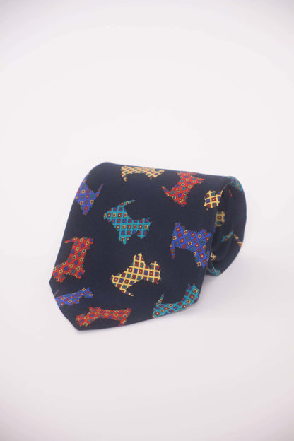 Kuratierte Vintage Krawatten –  mit blauen Blumen & Mustern sowie schwarzen Ornamenten