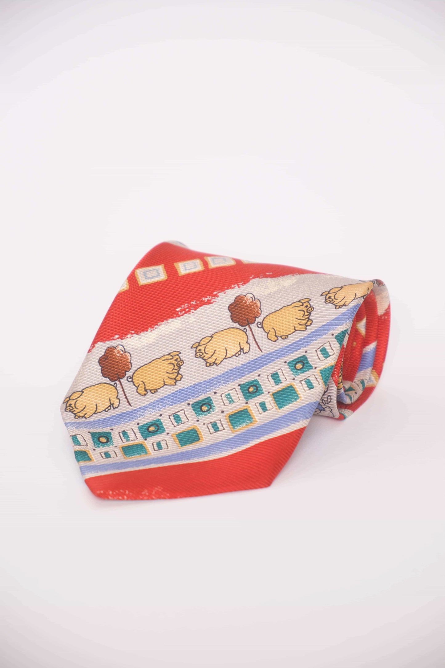 Kuratierte Vintage Krawatten – Tier- & Naturmotiven in Grau- und Grüntönen